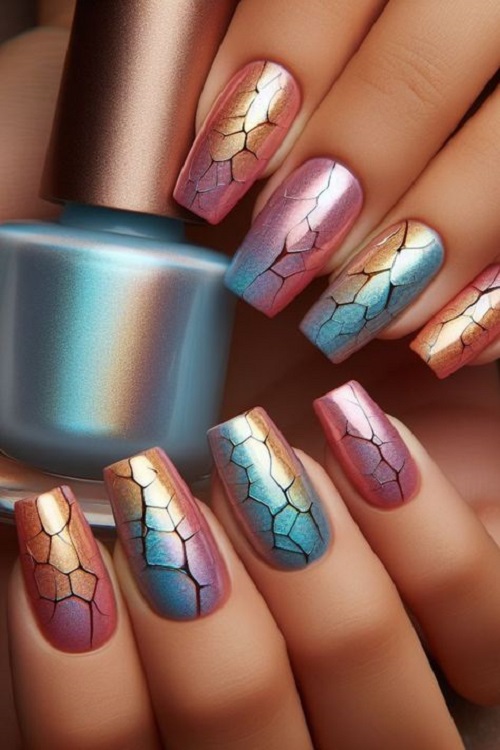 Dramatic Nail Transformations: Explore Crackle Nail Polish Effects.